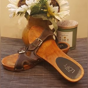 Loft Brown & Silver Buckled Clog Slide